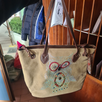 Borsa donna con gufetto portafortuna tela mare