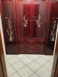 Camera matrimoniale legno massello con intarsio