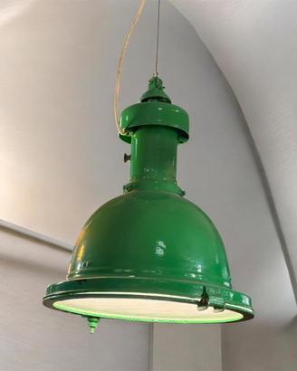 Lampada industriale in metallo verde Vintage