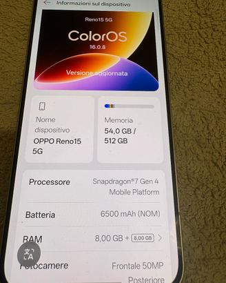 Oppo reno 15 5g 8/512 2mesi vita