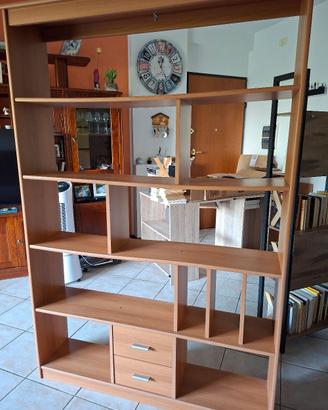 Libreria bifacciale in legno