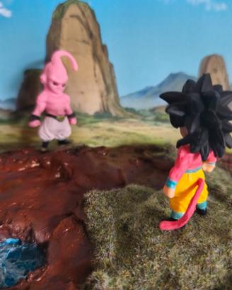 Diorama Dragonball Goku vs Majin bu + sfondo 