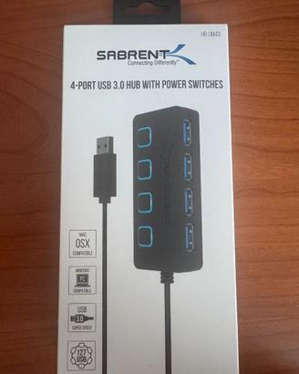 Hub 4 Porte USB 3.0 Sabrent con Switch NUOVO
