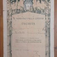 Attestato diploma medaglia guerra 1915-1918