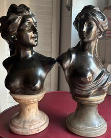 Coppia busti di donna di Jef Lambeaux (1852-1908)