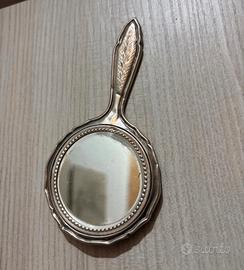 Specchio vintage da borsetta argento 800