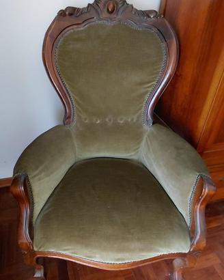 3 Poltrone velluto stile barocco