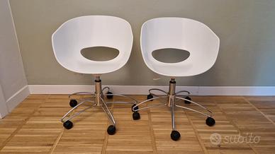 Coppia poltroncine girevoli bianche