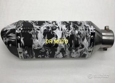 Scarico moto universale 36 cm nero-bianco cod17.23