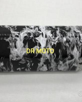 Scarico moto universale 36 cm nero-bianco cod17.23
