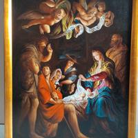 Quadro natalizio olio su tela firmato