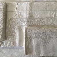 2 coppie diLenzuoli in lino CANTU ricamato a mano