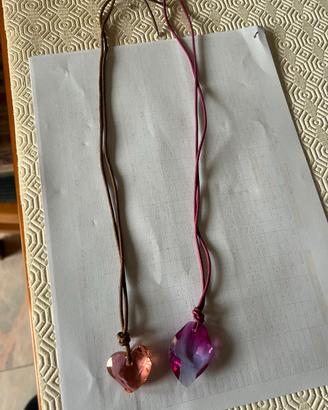 due pendenti con cordino in cauciu swarovski