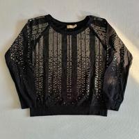 Felpa girocollo con pioggia di  strass nera S