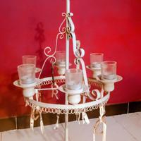portacandele shabby chic grande ferro battuto grig