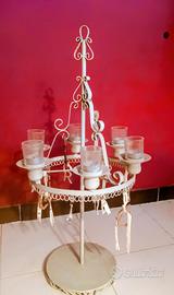 portacandele shabby chic grande ferro battuto grig