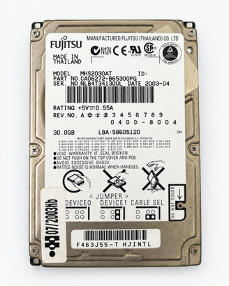 Hard Disk Fujitsu MHS2030AT 30 GB IDE/PATA 2,5" – 