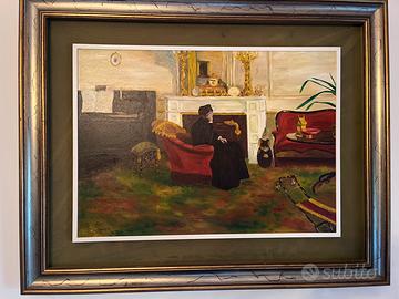 Dipinto ad olio "Interno con figura" - Squazzardo