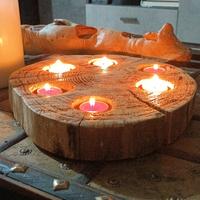 portacandela in legno artigianale fatto a mano 