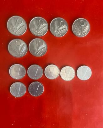 Monete 5 e 10 lire Italiane (13 in totale)