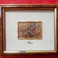 Quadri 2 raffiguranti "Inverno" su lastra argento 