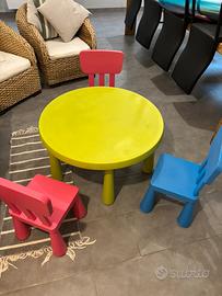 Tavolo con sedie per bambini