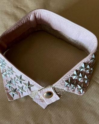 Choker colletto Antonio Piras pelle rosa stelle