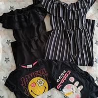 Set 4 pezzi. Tutina salopette e t shirt bimba. Ter