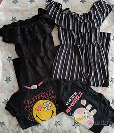 Set 4 pezzi. Tutina salopette e t shirt bimba. Ter
