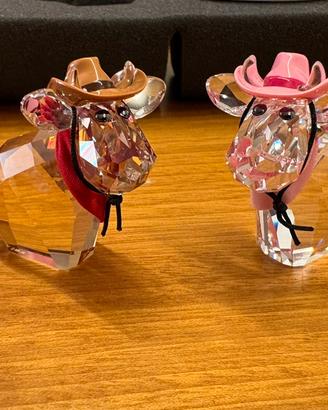 Coppia mucche caw-boy Swarovski