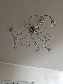 Coppia di Lampadari a 6 Luci – Cromo e Cristalli