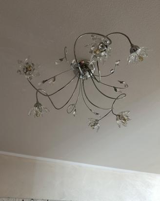 Coppia di Lampadari a 6 Luci – Cromo e Cristalli