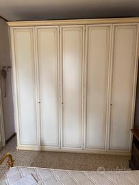 Armadio legno bianco avorio a 5 ante