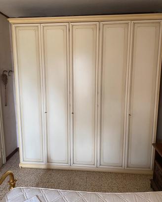 Armadio legno bianco avorio a 5 ante