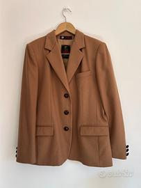 Giacca sartoriale vintage marrone in lana, cashmer