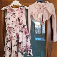 monnalisa vestito e coprispalle rosa 