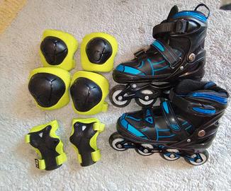 Pattini in linea 34-37 + ginocchiere 