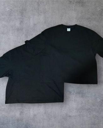 Set 2 T-shirt Bershka Crop Fit Uomo M - Nere 👕