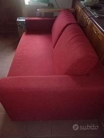 Divano letto in tessuto rosso