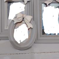 cornici legno con fiocco grigio