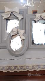 cornici legno con fiocco grigio