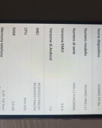 cellulare Huawei p9 lite 