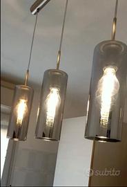 Lampadario a Sospensione Cilindrico di Vetro