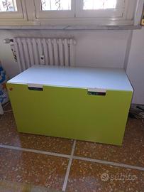 Panca con contenitore  ikea bianco/verde
