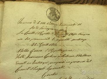 Manoscritto del 1857 in carta bollata