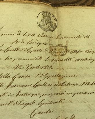 Manoscritto del 1857 in carta bollata