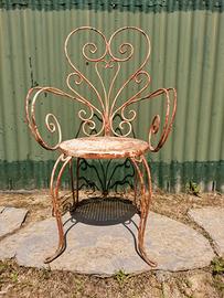 Set 4 Sedie da Giardino Vintage in Ferro Pesante