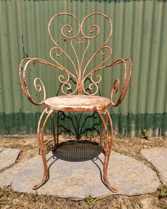 Set 4 Sedie da Giardino Vintage in Ferro Pesante