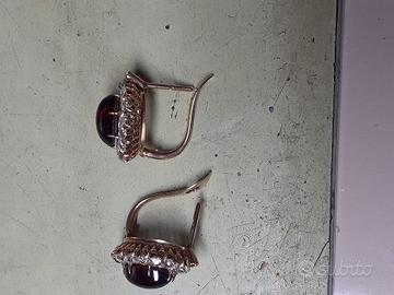 orecchini  oro  corniola e diamanti