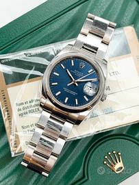 Rolex Date 115200 Blu, Full set, Si Permute